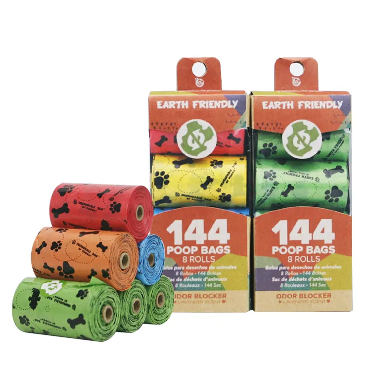 144 Bags/8 Rolls Biodegradable Dog Poo Bags Eco Friendly Compostable Strong Pet Waste